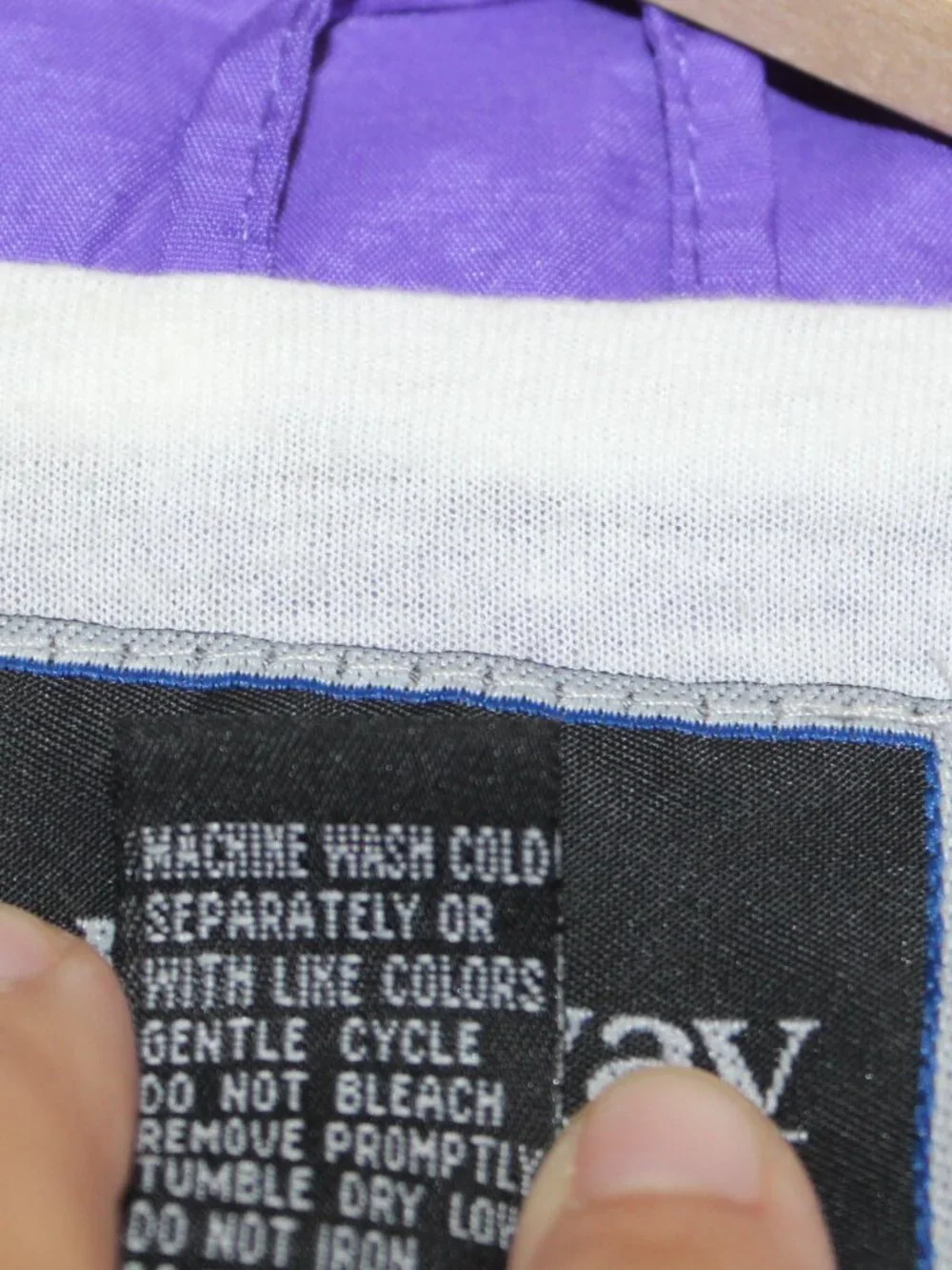 Vintage 90s sport varsity windbreaker jacket purple white zip front sports wear